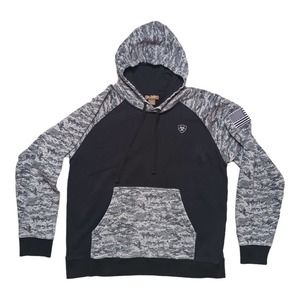Ariat Black Patriot Desert Digital Camo Pullover Hoodie Sweatshirt Men's Size M